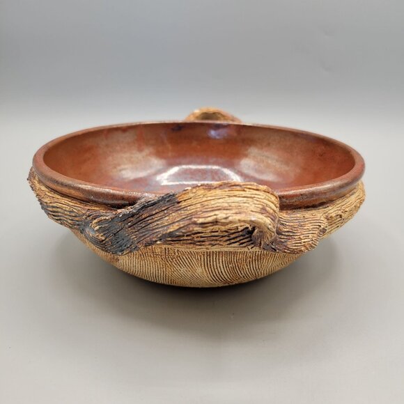 Handcrafted Ceramic Serving Bowl With Rustic Handles - Picture 6 of 10